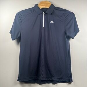 J.Lindeberg Mens Navy Blue Quarter Zip Golf Polo Shirt XXL Performance JL Logo